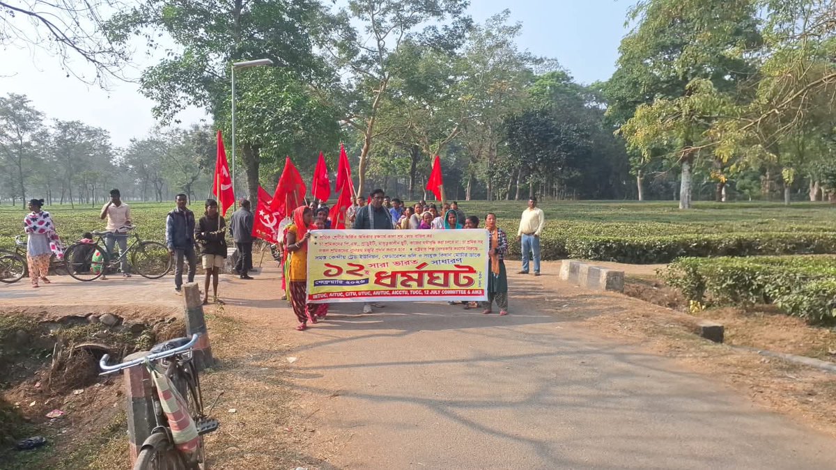 tncpim's tweet image. மேற்கு வங்கத்தின் நக்சல்பாரி தேயிலைத் தோட்டத் தொழிலாளர்களின் பொது வேலைநிறுத்தம். #12thFebGeneralStrike #GeneralStrike #Feb12Strike #SaveFarmers #LabourRights