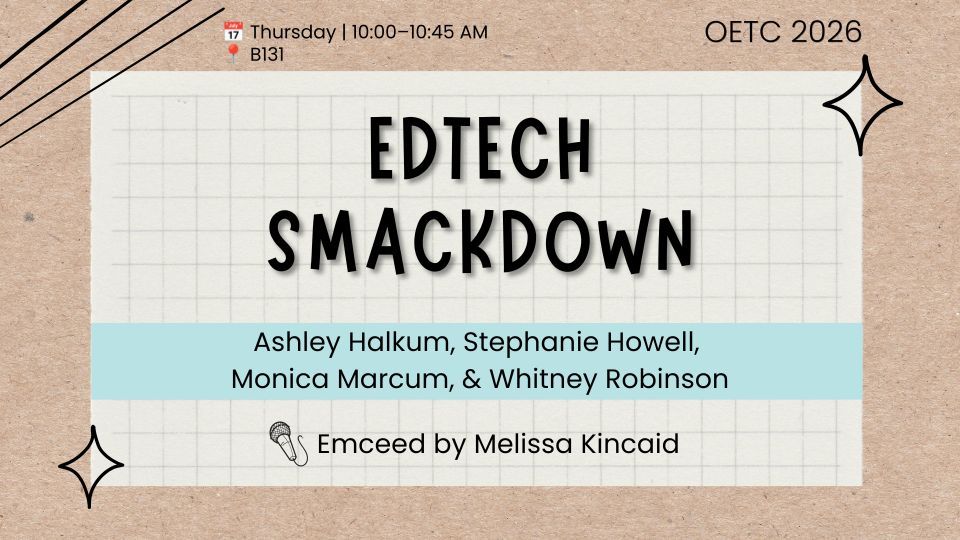 mrshowell24's tweet photo. ⚡ EdTech Smackdown
Fast-paced. Real talk. Tools that actually work.

📅 Thursday | 10:00–10:45 AM
📍 B131
#EdTechTools #OETC26 #TeacherTech 
@AshleyHalkum @QueenMel99 @lyrics4learning
👉 Resources?
🔗 https://t.co/XVTLcVEi87 https://t.co/BRNdhRPDMS