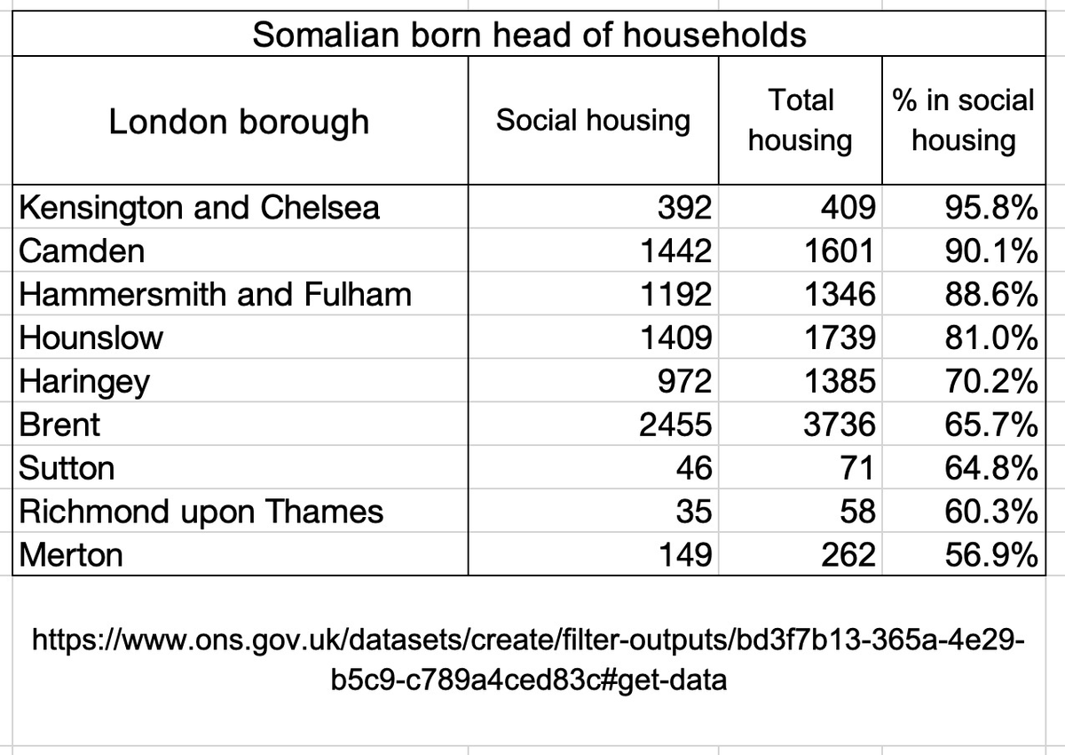 London's demographic transformation is directly funded by the British taxpayer.

96% of Somali immigrant households in Kensington live in subsidised social homes - with rents a fraction of similar homes in the private rental sector.

Credit to <a href="/juice8882/">JUICE</a>
