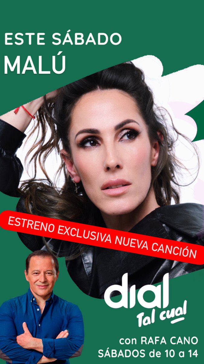RafaCanoOficial's tweet image. 🔴Este sábado en @Dialtalcual estreno en EXCLUSIVA de la nueva canción de @_MaluOficial_ 
Se viene T E M A ZO!!!!!