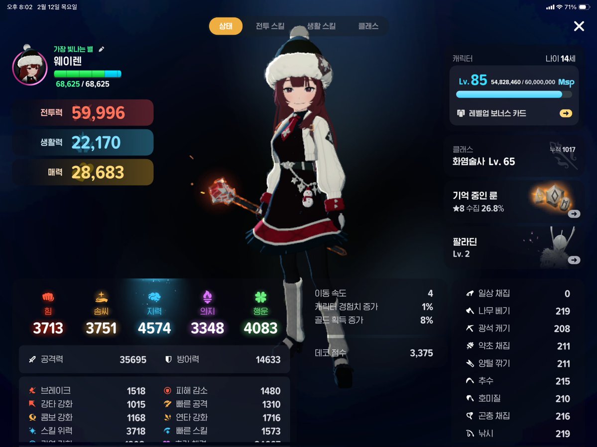 아아아 투력 6만이 코앞인데 4가 모자라