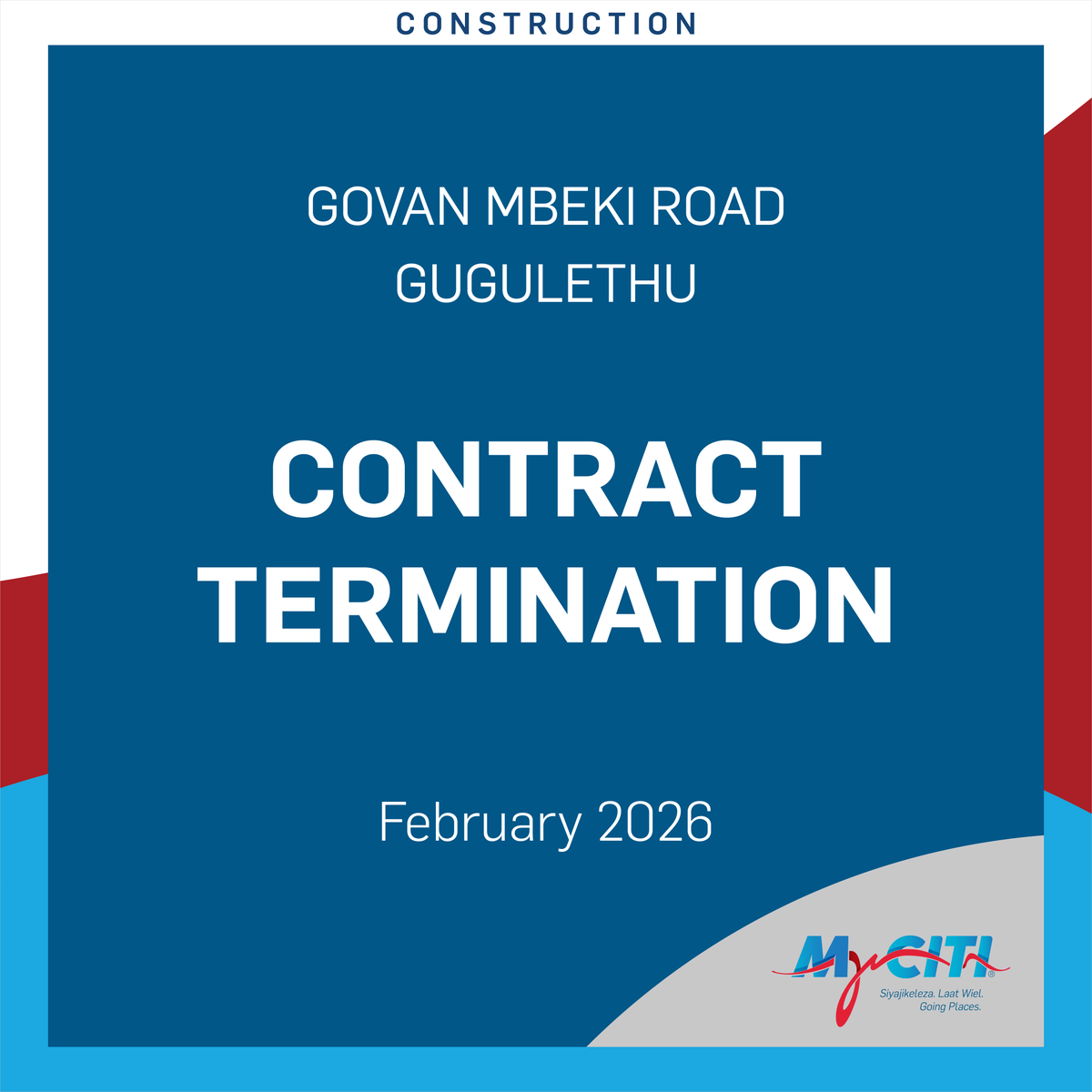 Project update: Govan Mbeki Road, Gugulethu.
The City has terminated the current construction contract. Construction linked to this contract has stopped.
Updates: bit.ly/4kCqpSE