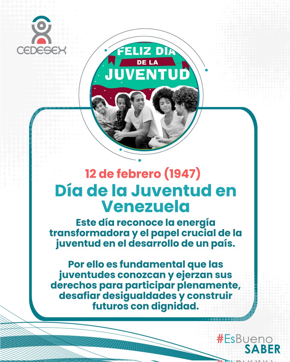 ¡Feliz Día de la Juventud en Venezuela!

#Cedesex #Juventud