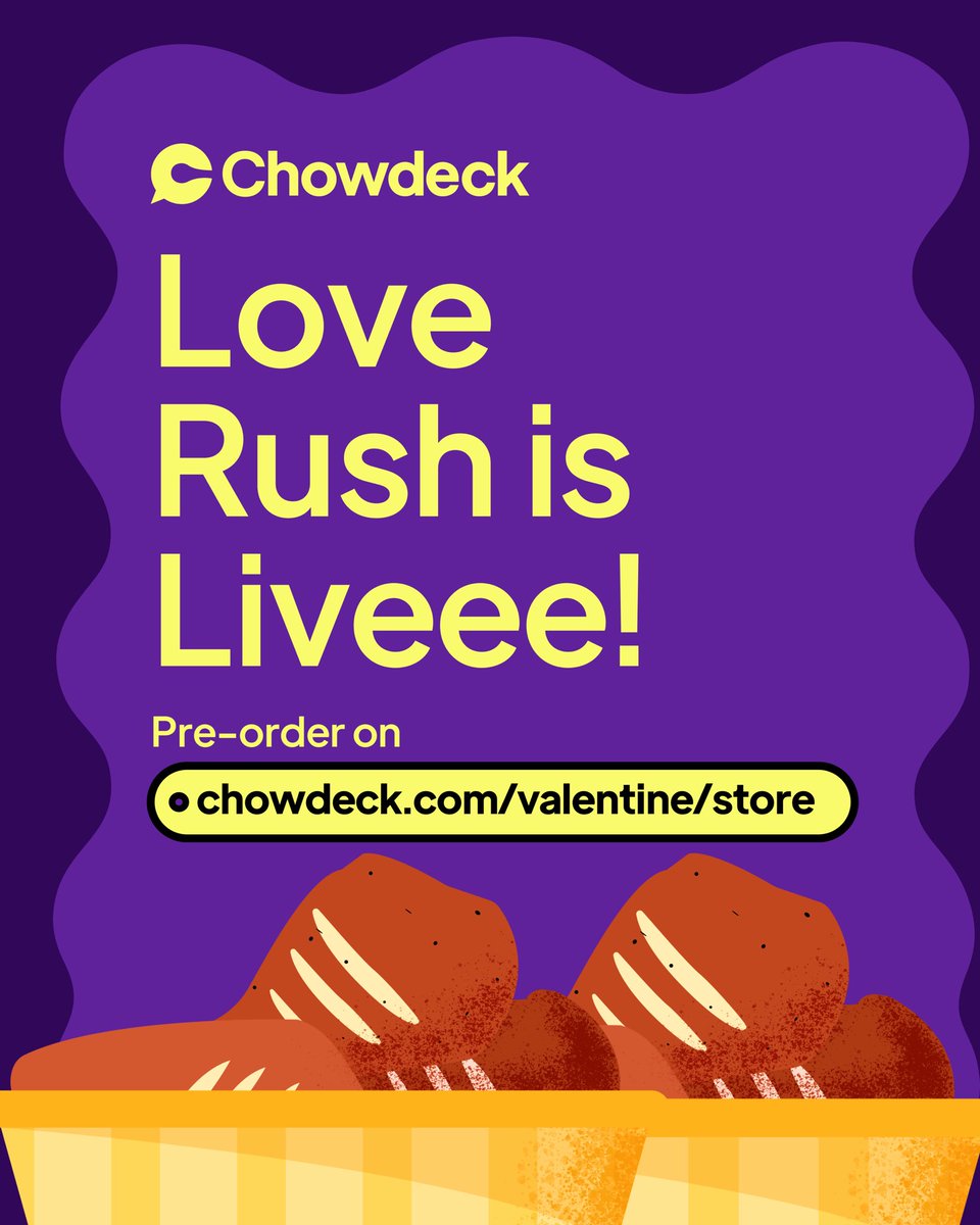 Love Rush is here again!
You can pre-order that Item7 Sharwama and gifts for bae for half the price and so much more! 🤯

chowdeck.com/valentine/store

#forallkindsoflove