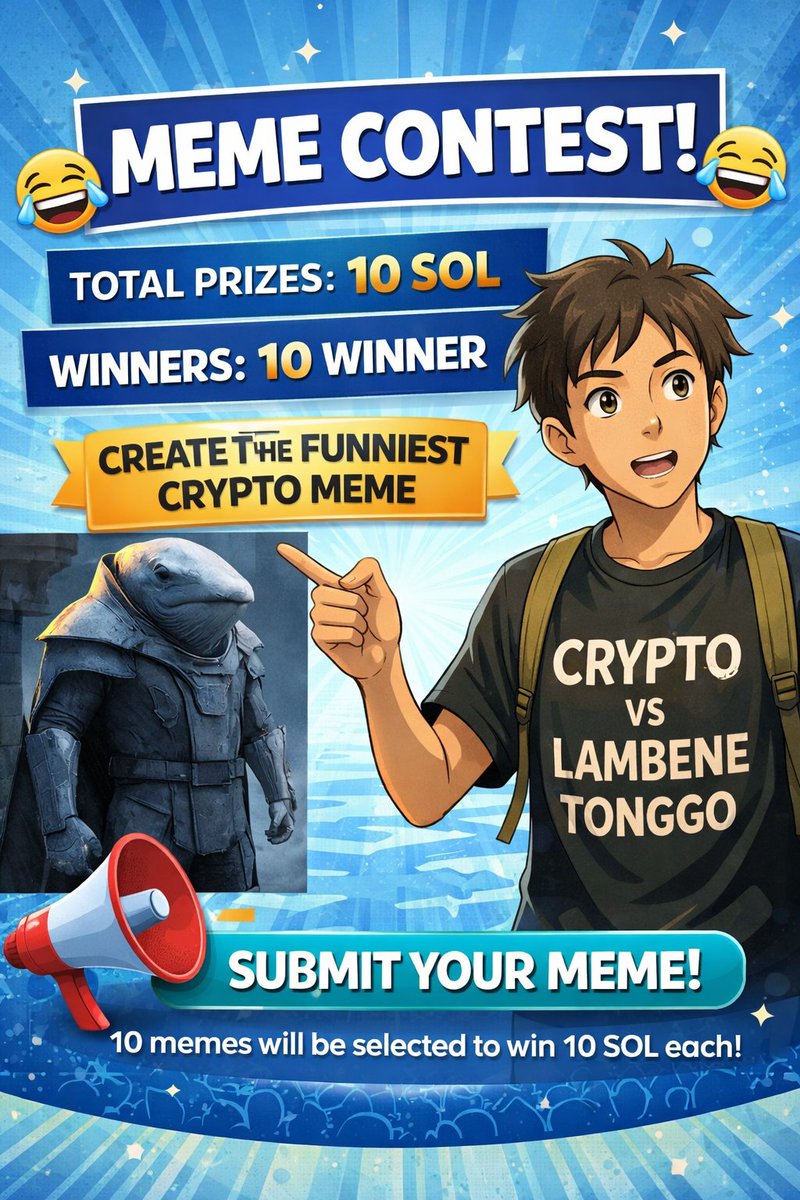 Buat kalian yang jago bikin meme 🔥
<a href="/picwonAI/">picwon</a> lagi ngadain Meme Contest nih!
🎁 Hadiah total 10 SOL buat 10 pemenang 
(Yes, masing-masing bisa dapet 1 SOL!)
Cara ikut:
1️⃣ Follow <a href="/picwonAI/">picwon</a>
2️⃣ Repost / Quote post ini:
x.com/picwonAI/statu…
3️⃣ Reply dengan salah satu:
Meme tema