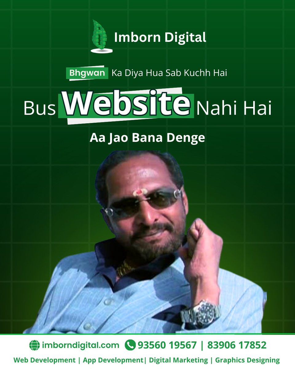ImbornDigital's tweet photo. Bhagwan gave you a business… but no website? 😄💻
Imborn Digital builds fast, premium &amp; lead-generating websites that grow your business online.

📞 9356019567 | 8390617852
🌐 https://t.co/sjUSuamRQm

#WebsiteDevelopment #DigitalMarketing #WebDesign #AppDevelopment #SEO https://t.co/nnGvRRjABA