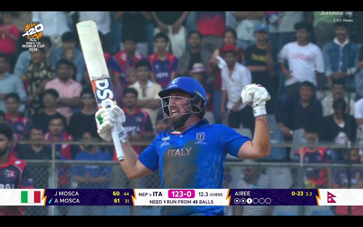 A WIN FOR THE AGES 🥹

- At the heart of Indian Cricket, the famous Wankhede, it's the evening of Mosca Brothers &amp; Italy.

They have chased down 123 runs in just 12.3 overs.