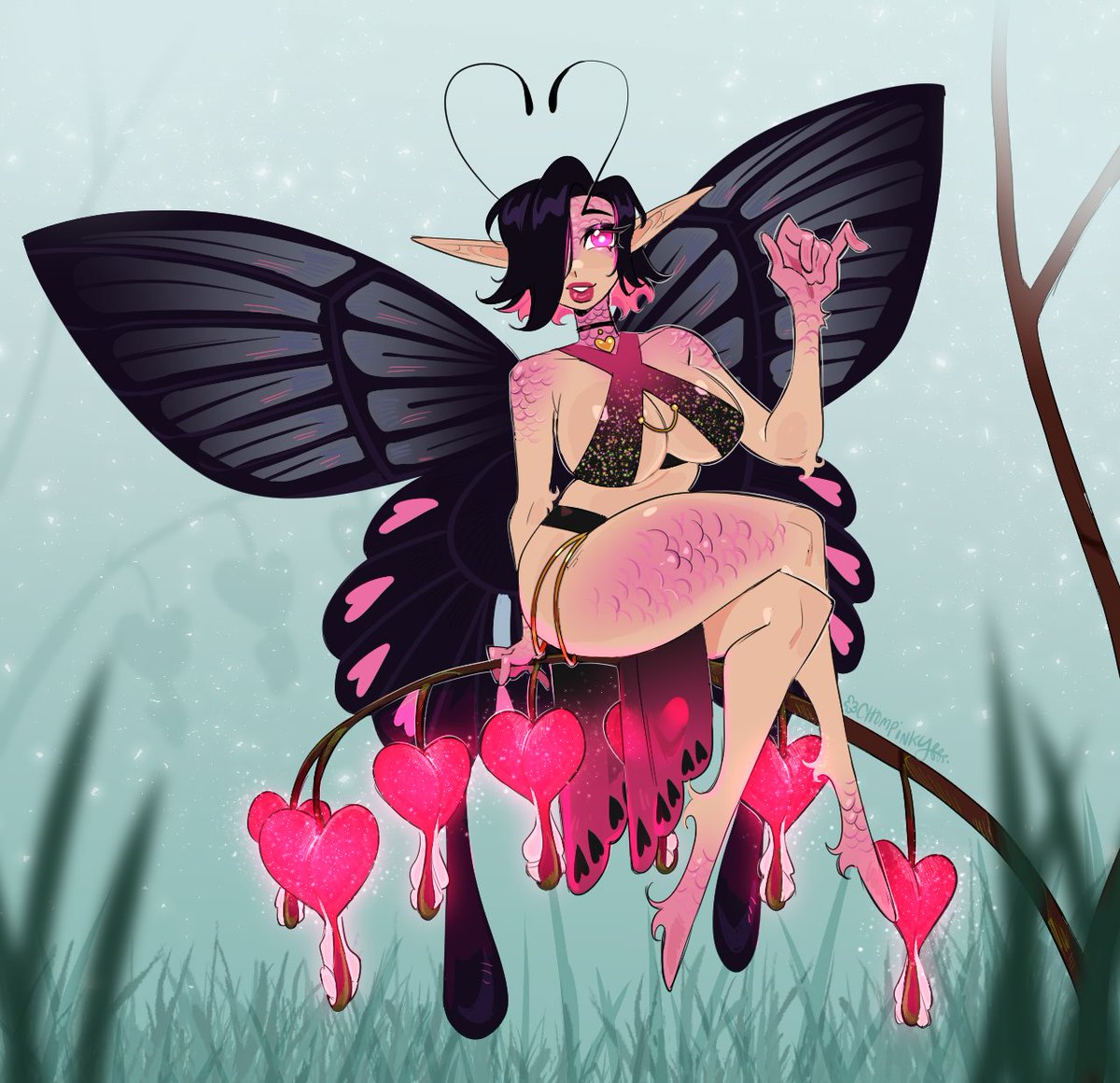 "Would you like me to bleed my heart out for you~?" 🩷🧚

#oc #ocart #characterdesign