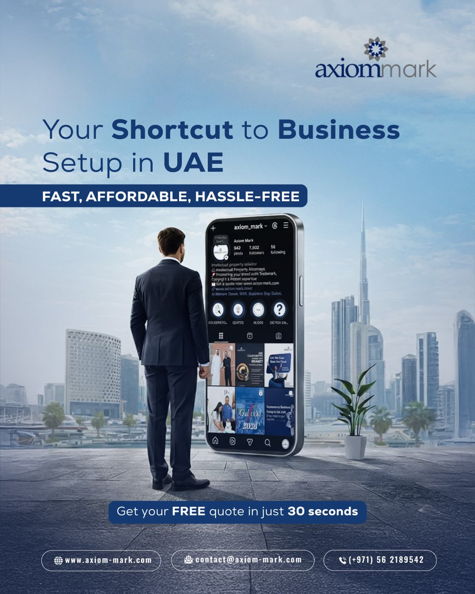 axiom_mark's tweet photo. UAE business setup made simple!
Launch your company the smart way with Axiom Mark — no delays, no hidden costs. From documentation to approvals, we handle it all with precision and transparency.
Call now and get your FREE quote in just 30 seconds!
#businesssetupuae #axiommark https://t.co/DQbvrPaGG0