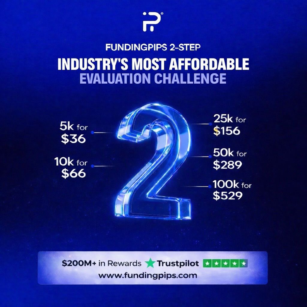 Take a look at the Funding Pips 2-step standard evaluation model and the pricing. 

The most loved model in the industry❤️. Start your journey with us at Funding pips today 💯