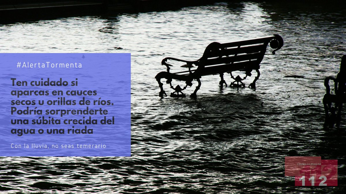 Mucho cuidado si vives cerca de las orillas de ríos, o de arroyos. Si hay crecidas tras esta época de lluvias, pueden sorprenderte. Actúa con cabeza y sé precavido, no aparques cerca de estas zonas #112clm