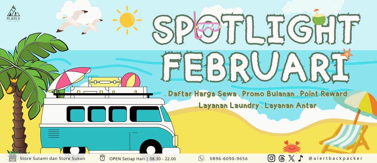 alertbackpacker's tweet photo. SPOTLIGHT FEBRUARI 2026 

- Promo Bulan Ini
- Poin Reward
- Daftar Harga Sewa Alat
- Layanan Antar Jemput
- Laundry Alat Camping

#rentalalatcampingmalang
#rentalalatoutdoormalang
#rentalalatgunungmalang
#sewaalatcampingmalang
#sewaalatoutdoormalang
#sewaalatgunungmalang https://t.co/kP67vw1ZUz