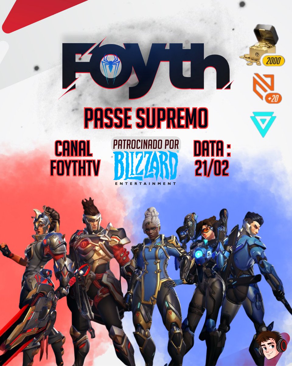FoythTv's tweet image. 🎁 SORTEIO EXCLUSIVO PRO TWITTER : PASSE SUPREMO –OVERWATCH
🚨 me seguir
🚨 Rt nesse post
🚨 Marca o Duo
🚨Se me seguir na roxinha = sorte em dobro
 Resultado Dia 21/02
Deixem a dm aberta! 
Caso o ganhador não apareça até as 15h do dia 22/02, sortearei uma nova pessoa! Obrigado…