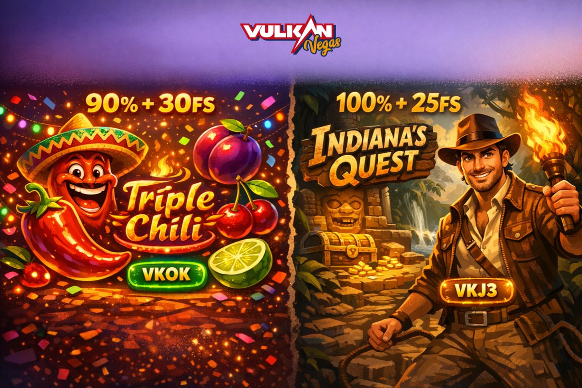 Don’t wait! Your big win is just a step away! Play now!

VKOK➡️Triple Chili
🎰90% +  30FS
💶Min.dep: 15€

VKJ3➡️Indiana's Quest
🎰100% +  25FS
💶Min.dep: 15€

💶Max. dep: 500 €
🗓️Bonus active 5 days