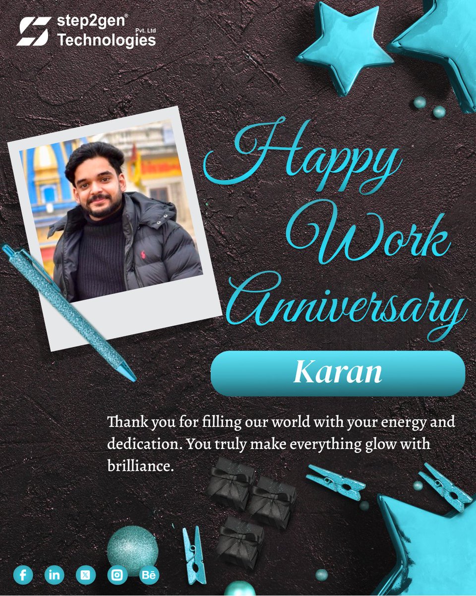 step2gen's tweet photo. Congratulations, Karan on your work anniversary 🥳

You are doing a great job in cultivating your profession. Your hard work and efforts are truly appreciated.

#Step2gen wishes you a great future ahead!!

#workAnniversary #teamappreciation  #google #linkedin  #tech #coding https://t.co/wfgqPHVzsm