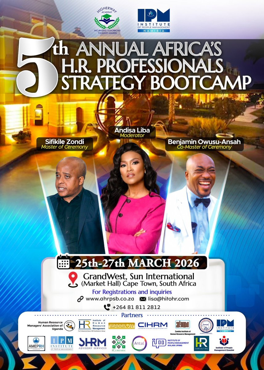Africa’s HR leaders unite in Cape Town for the 5th Annual HR Professionals Strategy Bootcamp, 25 to 27 March 2026. Three days of insight, strategy, and powerful conversations shaping the future of people management.