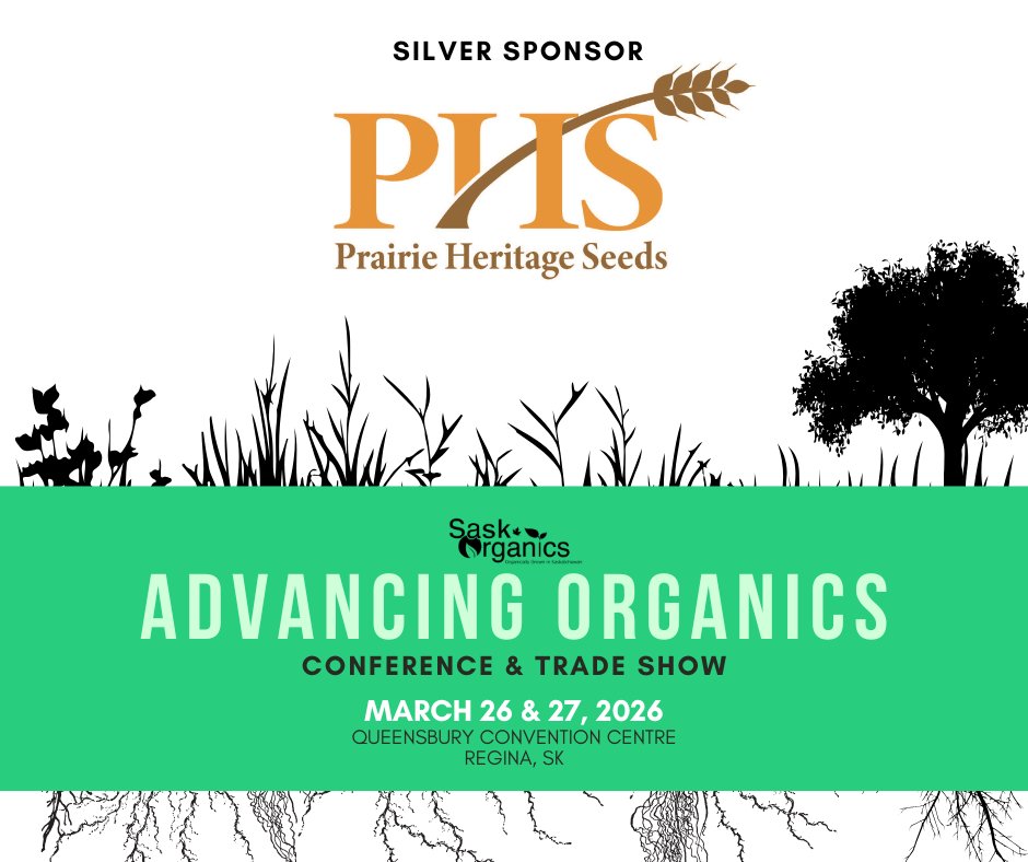 SaskOrganics's tweet photo. Big thanks to @PHSOrganics  for their Silver Sponsorship of Advancing Organics Conf &amp; Trade Show on Mar 26 &amp; 27 in Regina!
Say hello while you are at the show!
https://t.co/wwVamOODxH
Register today:
https://t.co/lg9MBFlCUV
#organic #farming #organicfarmers #WestCdnAg #SaskAg https://t.co/cYvDNlutTu