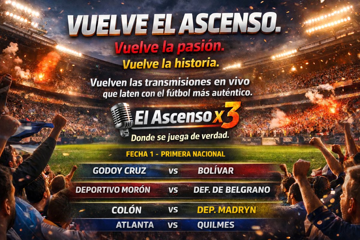 🚨 VUELVE EL ASCENSO, VUELVEN LAS TRANSMISIONES 🎙️⚽️ 

🗓️Desde este Viernes lo mejor del ASCENSO lo vas a vivir con #ElAscensoX3 por AM 650 y TODO, pero TODO, en Nuestro Canal de YouTube! 

👀MIRÁ lo que se viene en los próximos días! 

🔔SUSCRIBITE que es Gratis! 
🔗