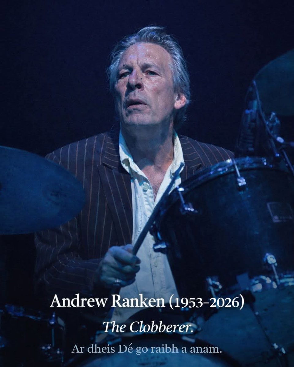 Sad news for music fans. The Pogues have announced the death of their drummer Andrew Ranken, aged 72. Known as “The Clobberer,” he joined in 1983 and powered classics like Fairytale of New York and The Irish Rover with The Dubliners. Ar dheis Dé go raibh a anam 💚