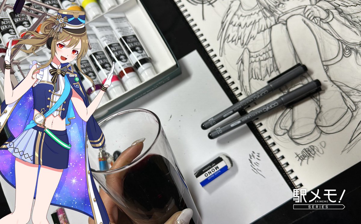 久々に
酔っ払いながら
アナログ絵🖋️🌪️