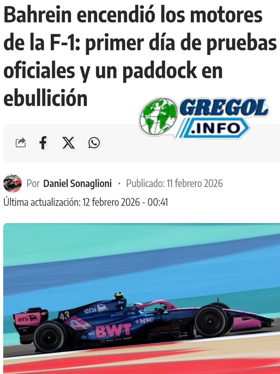 GregolBoca's tweet photo. 🗣️Y AHORA LA FÓRMULA 1
Y EL SEGUIMIENTO DE
UNO DE LOS NUESTROS 
EN ESPECIAL A FRANCO COLAPINTO, EN PLENAS PRUEBAS EN BAHEREIN.

✍️DANIEL SONAGLIONI 
DESDE EL PORTAL CIUDAD 

SEGUIMOS INFORMANDO 

GREG🌎https://t.co/tTPUImQp4F

https://t.co/j8XhP4E2XN https://t.co/3Xk1dklhri