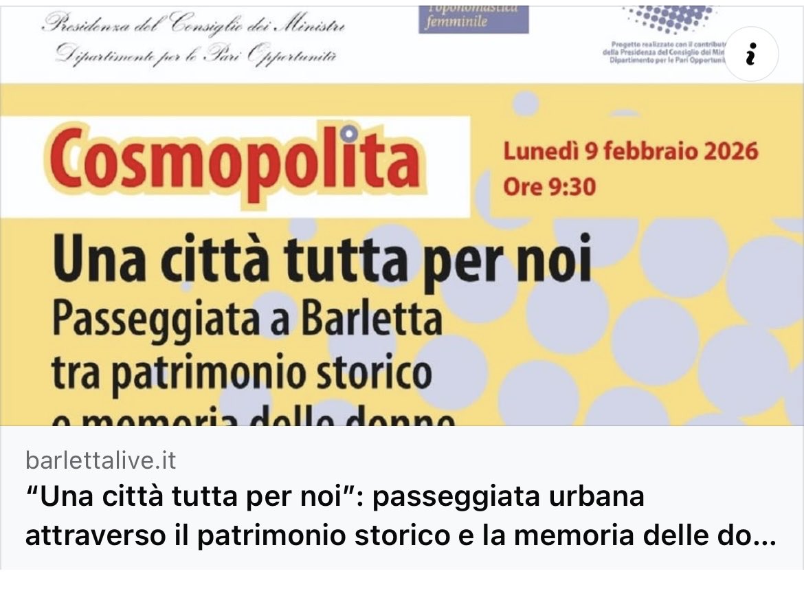women_toponymy's tweet photo. L'iniziativa è inoltre realizzata con il sostegno di Vitamine Vaganti - Toponomastica Femminile, che l'ha inclusa nel progetto #Cosmopolita, promosso dalla Presidenza del Consiglio dei Ministri  Dipartimento per le Pari Opportunità.
Leggi qua l’articolo!
https://t.co/wIm6GtJHU9 https://t.co/FF0fJLsuj4