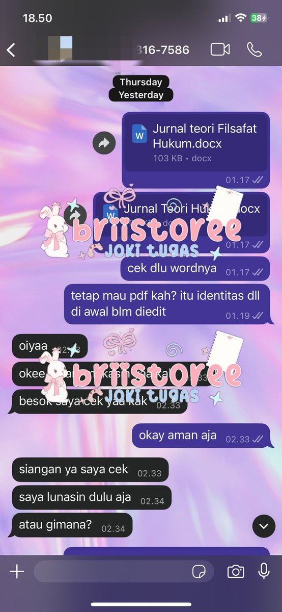 clingpy's tweet photo. @jmsmileyy bisa kak, sering ngerjain juga

inc 2x revisi, turnitin under 20%, dapus mendeley, bisa minta filenya, no AI juga
udah banyak testinya https://t.co/QNtjeKkY7G