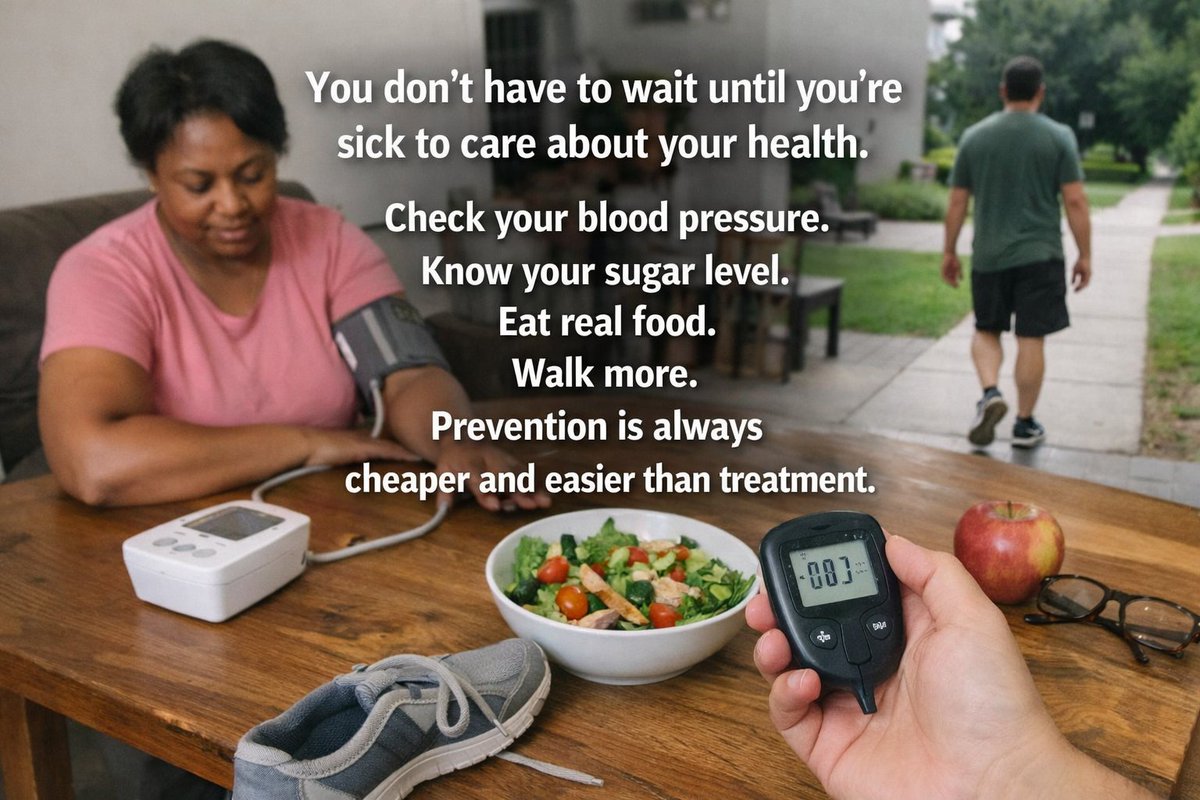 Godwindan_'s tweet photo. “You don’t have to wait until you’re sick to care about your health. Check your blood pressure. Know your sugar level. Eat real food. Walk more. Prevention is always cheaper and easier than treatment.” https://t.co/TPsnwBtMZm