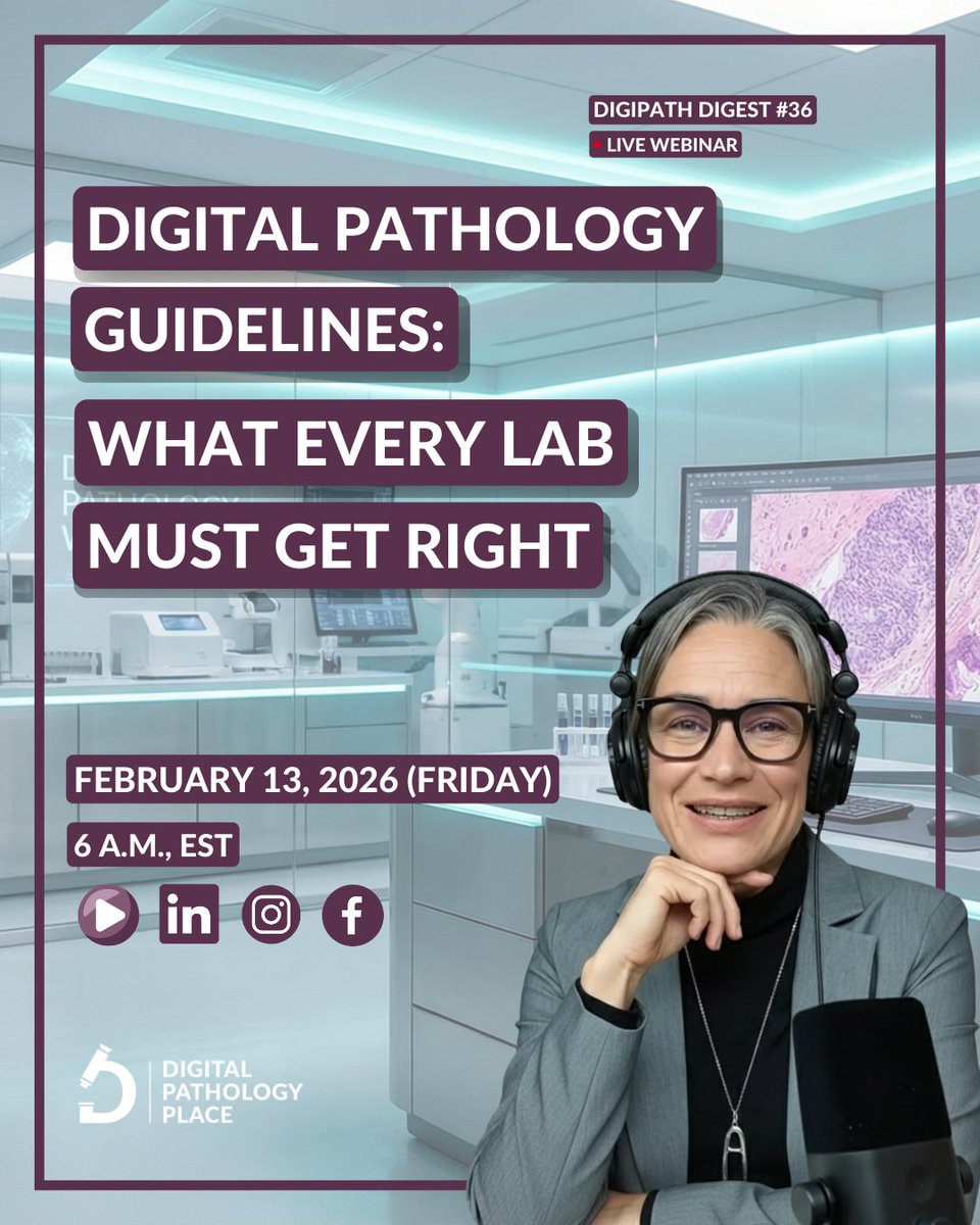 olkazuraw's tweet photo. What must be in place before digital pathology goes live?
It’s not just scanners and AI—it’s validation, QC, and legal responsibility.
I’ll break down new clinical guidelines in DigiPath Digest #36.
Feb 13 · 6am EST ▶️ Link in first comment
#DigitalPathology #PathologyAI https://t.co/9olj0qd9KA