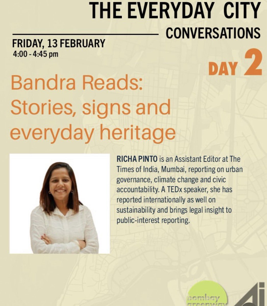 richapintoi's tweet image. Bandra Reads: Stories, signs &amp;amp; everyday heritage.

I shall be moderating this session tomorrow where me along with three others would look at Bandra through its streets, signs and everyday heritage &amp;amp; how this neighbourhood is really made up of all it’s smaller &amp;amp; everyday details.