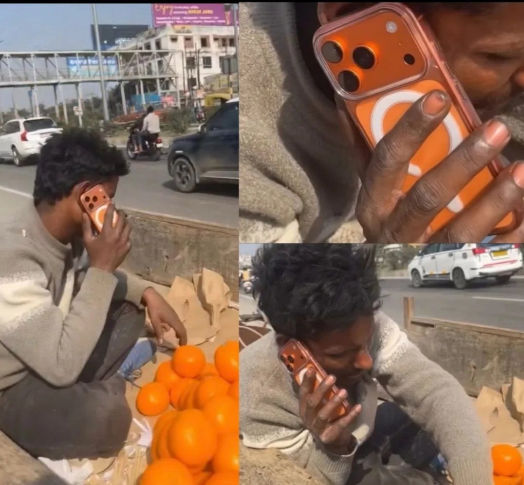 संतरे वाला iPhone 17 Pro Max चला रहा है, दूसरी तरफ नौकरीपेशा ₹10k फोन पर 📱🍊