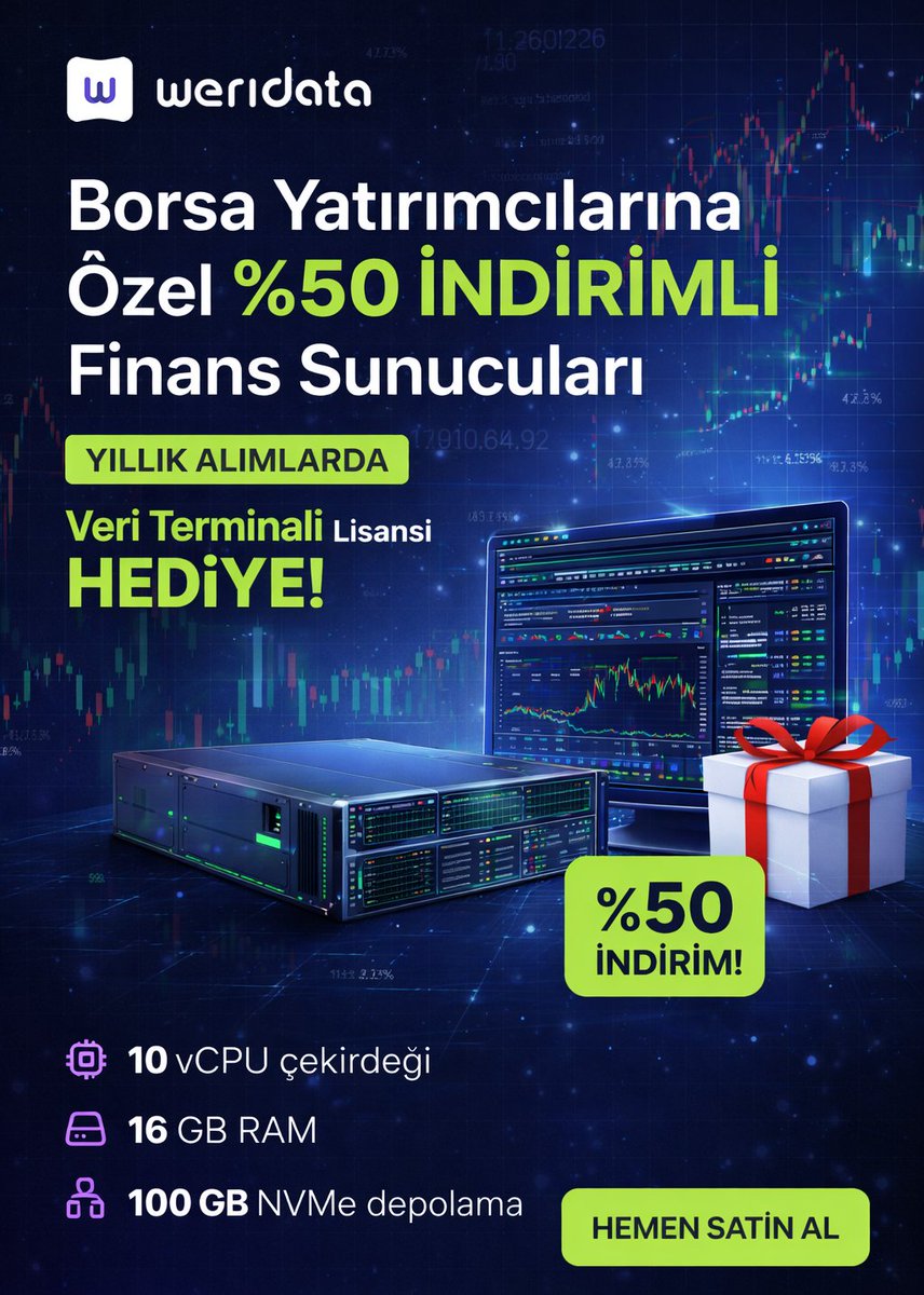 weridatacomtr's tweet photo. Borsa işlemlerinizde maksimum hız ve kesintisiz performans!
Weridata Idealdata Sunucuları ile;

düşük gecikme, yüksek stabilite ve güçlü altyapı. Yıllık alımlarda Veri Terminali lisansı hediye!

https://t.co/0bxxcvi9At

#bist100 #BIST30 #iDealData #XU100 #Ekonomi #Yatırım #Borsa https://t.co/bVLgGOHZv1
