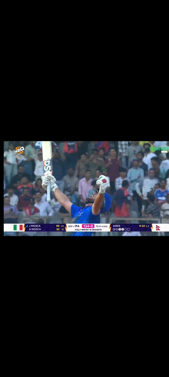 🚨  Italy beat Nepal by 10 wickets, a huge win for Italy.

Anthony Mosca 62*(32)
Justin Mosca 60*(44)

#ITAvNEP #T20WorldCup2026