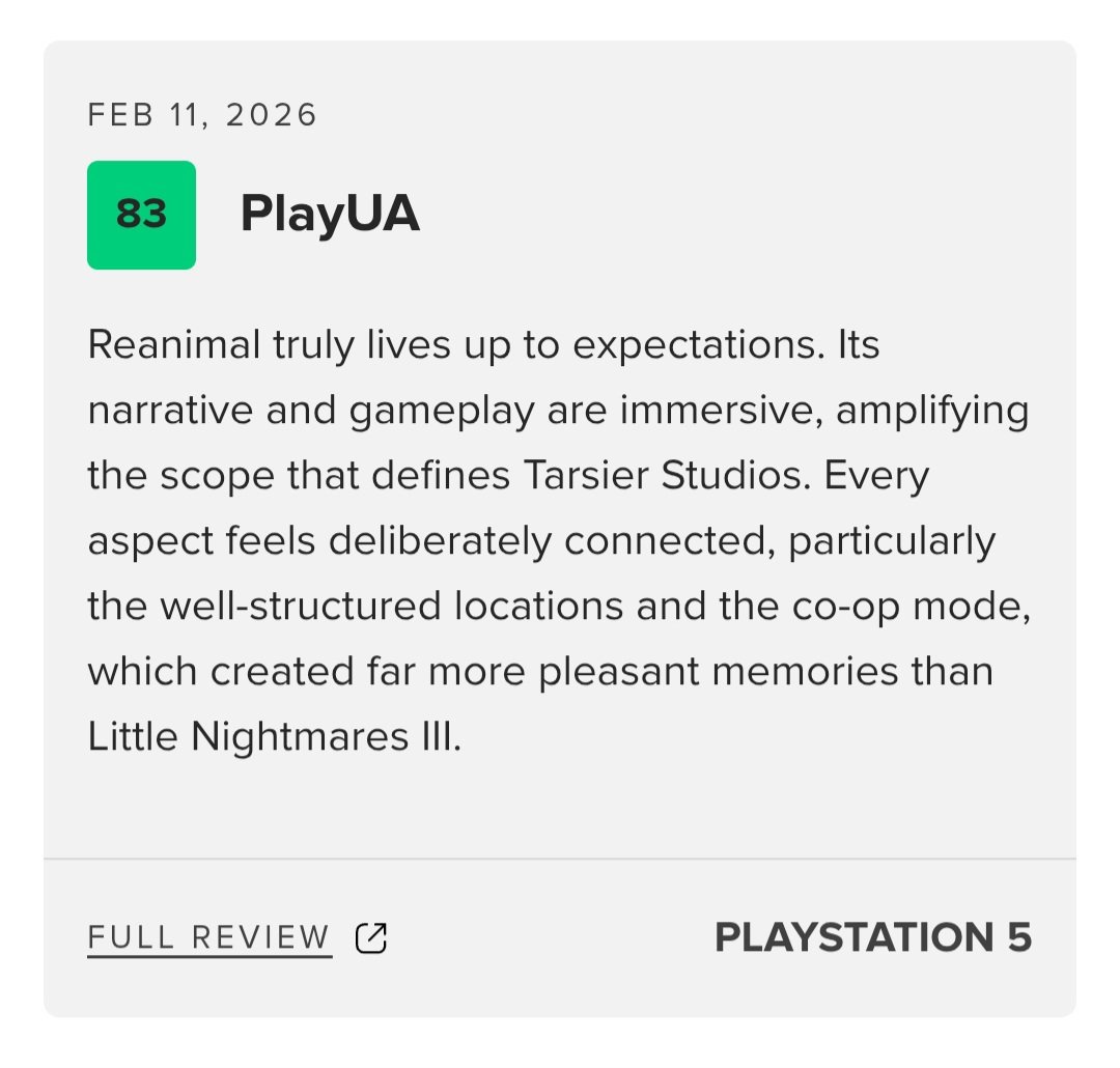 Reanimal > Little Nightmares 3
+ реально гнітюча історія
+ куди більше механік
+ побудова локацій/сегментів
+ кооп без претензій
+ відмінна робота з камерою