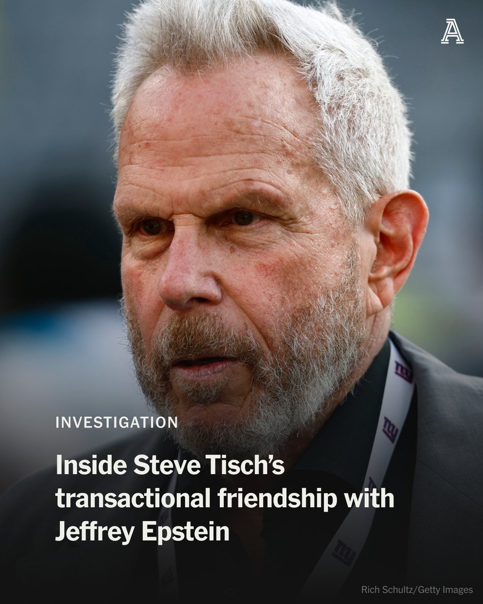 TheAthletic's tweet image. The Athletic first reported the Steve Tisch-Jeffery Epstein connection last month.

It continues its investigation into the New York Giants’ co-owner, analyzing more emails from the Epstein files.

🔗: nytimes.com/athletic/70403…