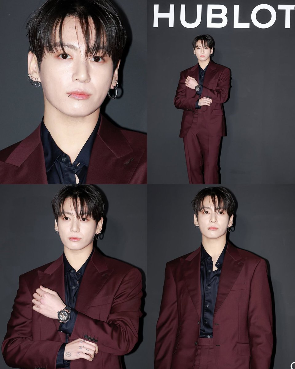 viraltakes's tweet image. Jungkook stuns at an event for HUBLOT.
