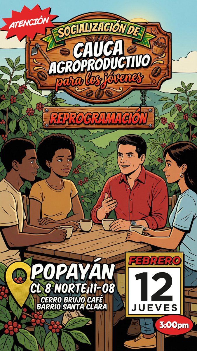 🚩🚩Tu futuro no tiene que construirse lejos: puede crecer aquí, en el Cauca.

En Cauca Agroproductivo conocerás herramientas, tecnología y rutas reales para emprender, producir mejor y generar ingresos sin dejar tu tierra.
Será un espacio práctico, inspirador y lleno de