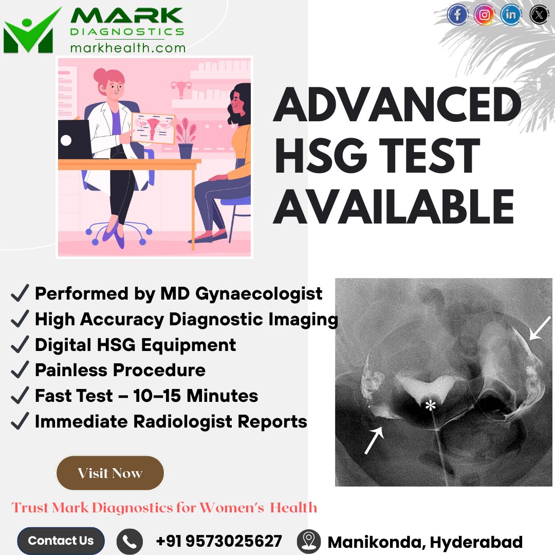 MarkDiagnostics's tweet image. Advanced HSG Test available 🌸
Trust Mark Diagnostics for women’s health
✔ MD Gynaecologist
✔ Digital &amp;amp; painless
✔ High accuracy
✔ 10–15 min test
📄 Immediate reports
📍 Manikonda, Hyderabad
📞 +91 9573025627
#HSGTest #DigitalHSG #WomensHealth #FertilityCare #MarkDiagnostics