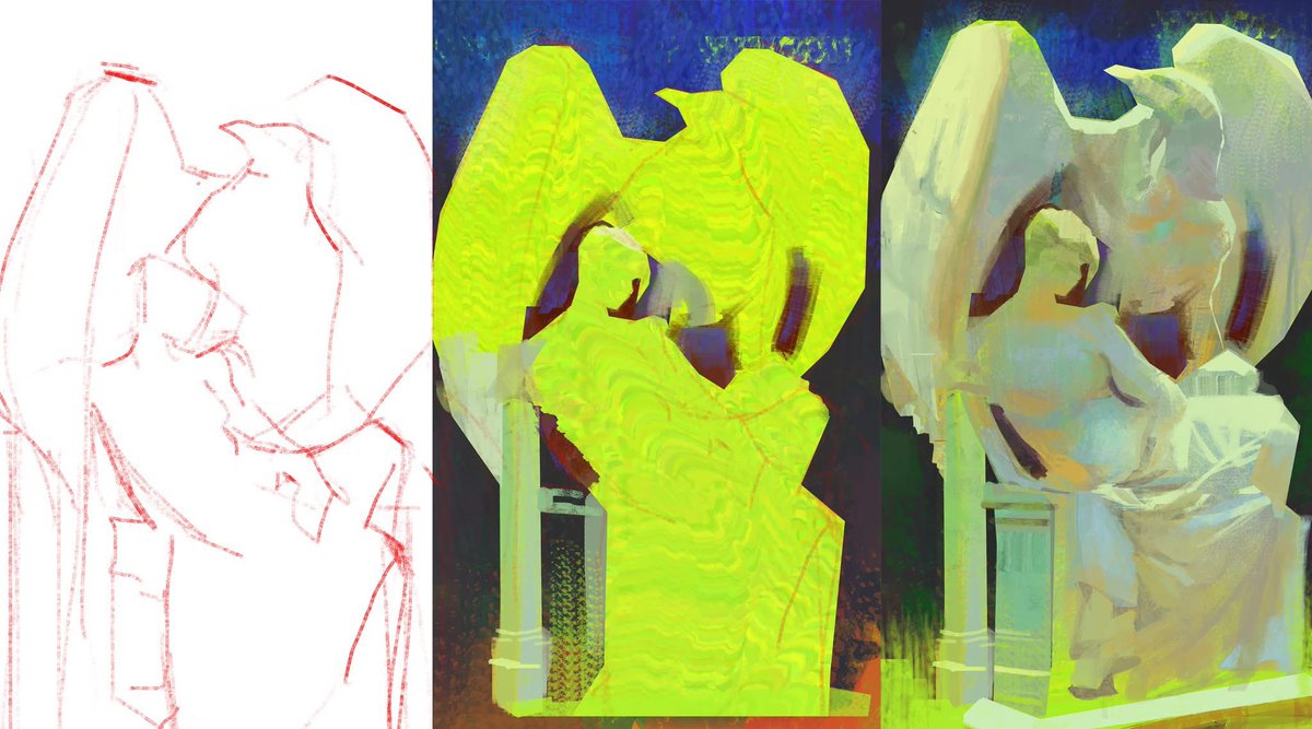 To expand on it a bit, let’s use a photo study I have. 

I learn this technique of under painting from seeing brush strokes on traditional oil paint pieces, which main technique is “layering” colors on top of each other to mix them in harmony. 

You get to add small (1/2)