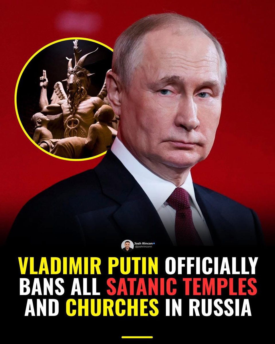 argosaki's tweet image. 👏👏👏👏👏👏👏👏👏👏👏👏Vladimir Putin has officially signed a ban on all Satanic temples &amp;amp; churches in Russia. 

This move is part of a broader push toward traditional values and state-sanctioned religious practices. The world is watching how these strict domestic policies will…