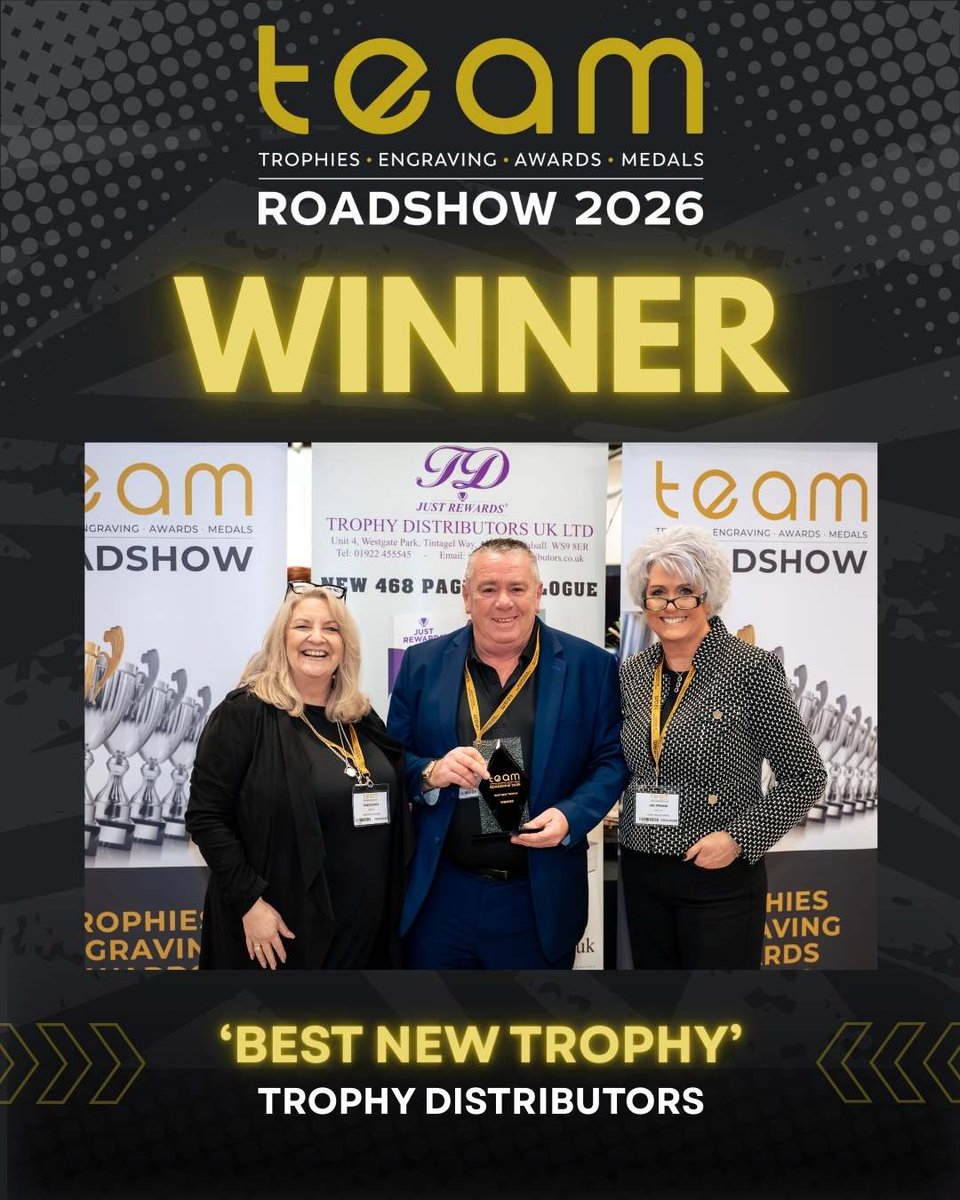 The Best New Trophy award went to the Football Boot Trophy from Trophy Distributors.

Chosen by visitors to the show, this design stood out for its strong, modern look and excellent versatility.

#trophies #engraving #awards #medals #teamroadshow #footballtrophies #newproducts