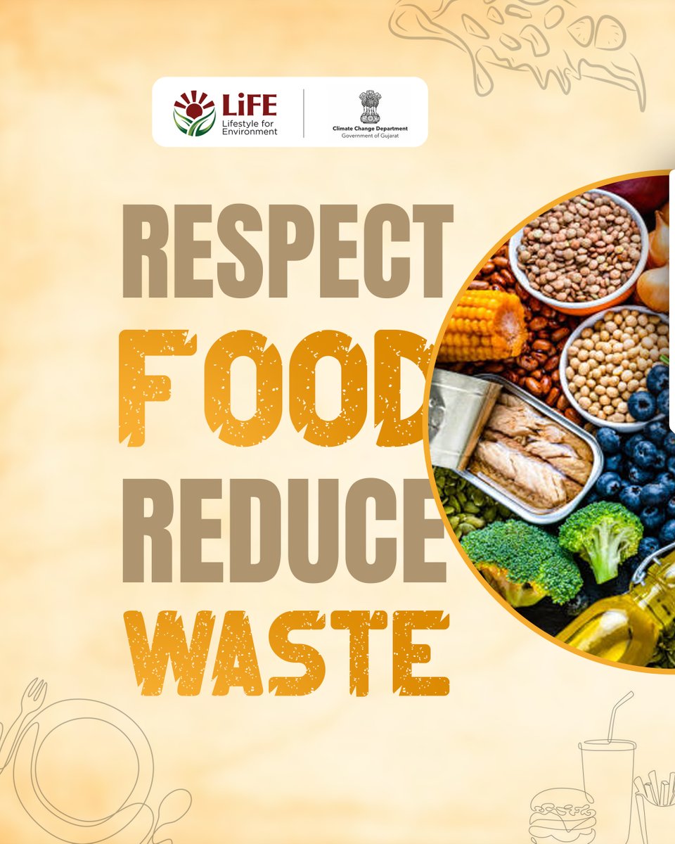 ClimateChangeGJ's tweet photo. Food waste also wastes water, energy, and effort. Responsible consumption supports a sustainable food system.
#OneSmallChangeOneBigOutcome #climatechangedepartment #CCD #climatechange #ClimateResilience #SmallHabitsBigImpact #MissionLife #ClimateChange #Gujarat https://t.co/CLORqs8X1y