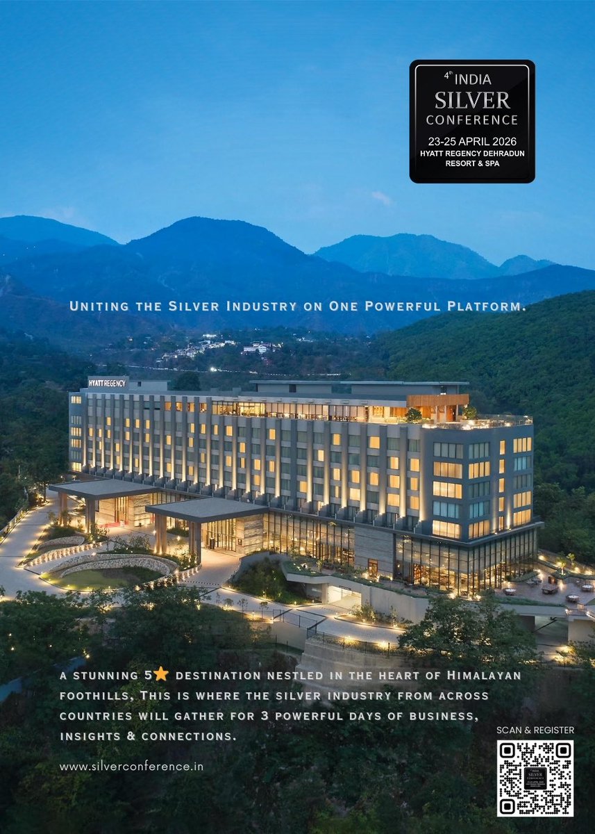 One destination. One industry. One powerful gathering.

The silver fraternity comes together in Dehradun for 3 days that matter.

🗓️ 23–25 April 2026
📍 Hyatt Regency Dehradun Resort &amp; Spa

👉 Register now – 4th India Silver Conference 2026: silverconference.in/registration.h…