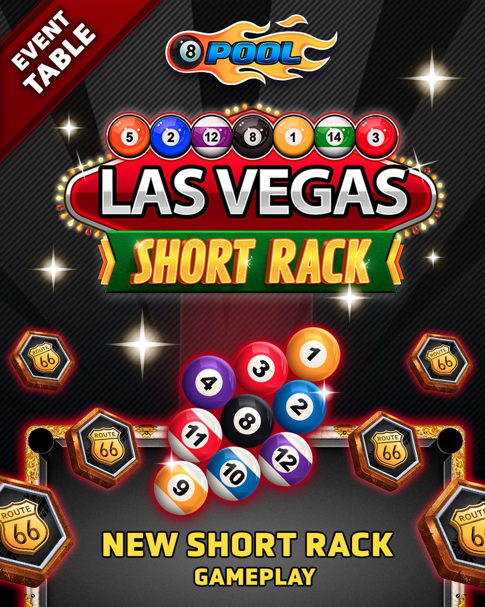 8ballpool's tweet image. NEW Las Vegas Short Rack Table 🇺🇸 ✨
Play Now » mcgam.es/WbREuT

🎁 Master fun #ShortRack gameplay matches to win extra Tokens for your choice of #Route66 rewards

🗓️ Ends Fri Feb 13, 10am UTC

#8BallPool