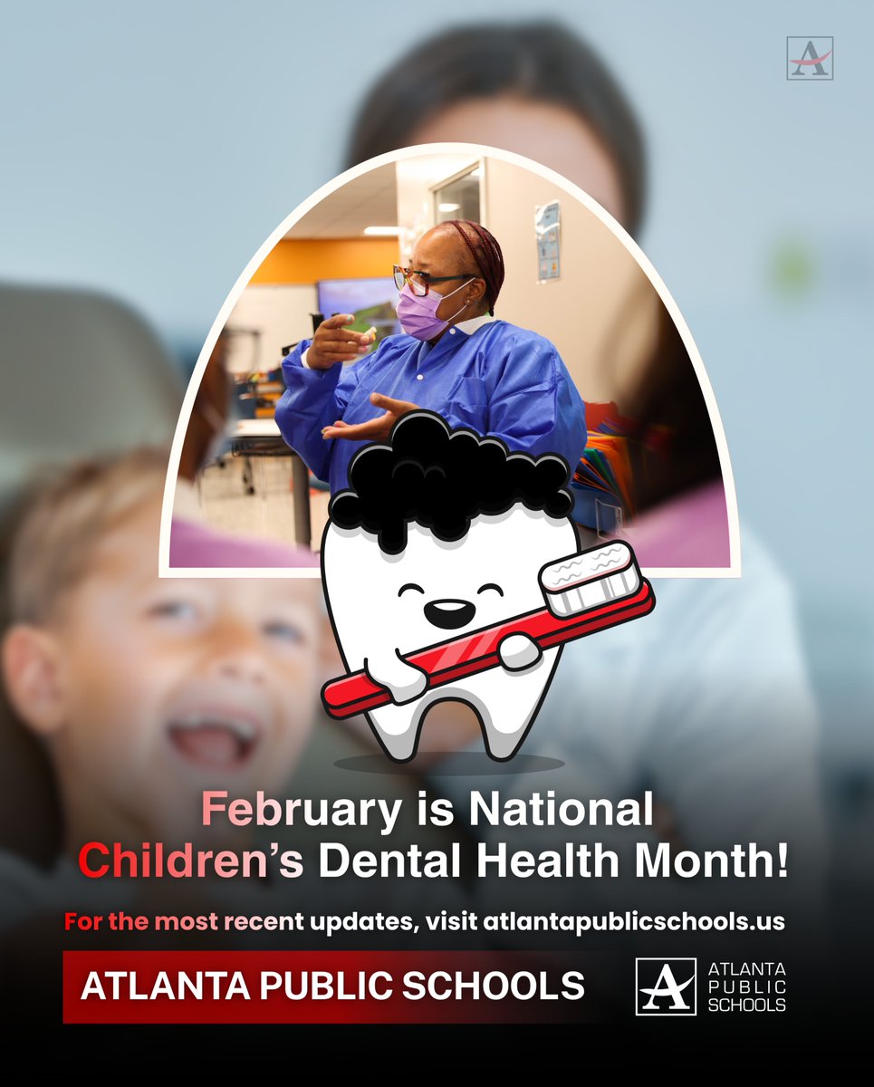 apsupdate's tweet photo. 🦷 February is National Children’s Dental Health Month! Healthy smiles start early. Brushing, flossing, and regular dental visits help our students stay happy, healthy, and ready to learn. #APSCares #AtlantaPublicSchools https://t.co/rHi6E7mjV6