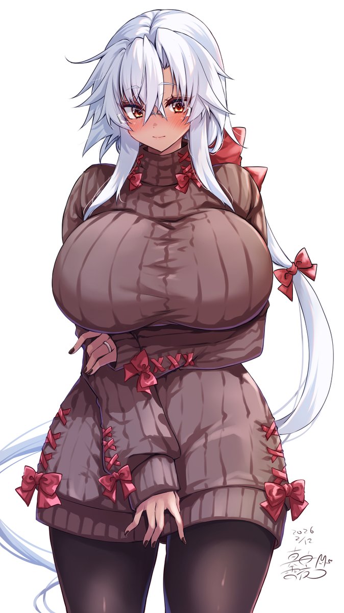 リハビリで描いたリボンニット武蔵しゃん🎀
(EROじゃないけどおぱいバインバインで警告されそうだからフィルターかけます) 