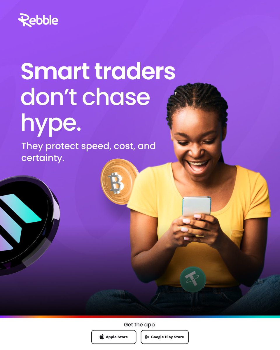 Userebble's tweet image. Smart traders don't chase hype.
They protect speed, cost, and certainty.

Rebble makes trading simple.
One flow. One trade. Zero stress.

#RebbleApp #CryptoMadeEasy
#NoMoreStress #CryptoLife #AfricanFintech #TradeBetter