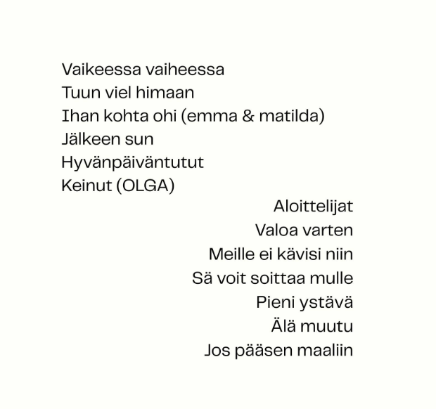 Nine more hours until KUUMAA's 4th studio album Valoa Varten will be released! The translated lyrics for all songs will be on our Drive at exactly midnight for you to read 🤍

What song are you looking forward to hearing the most?