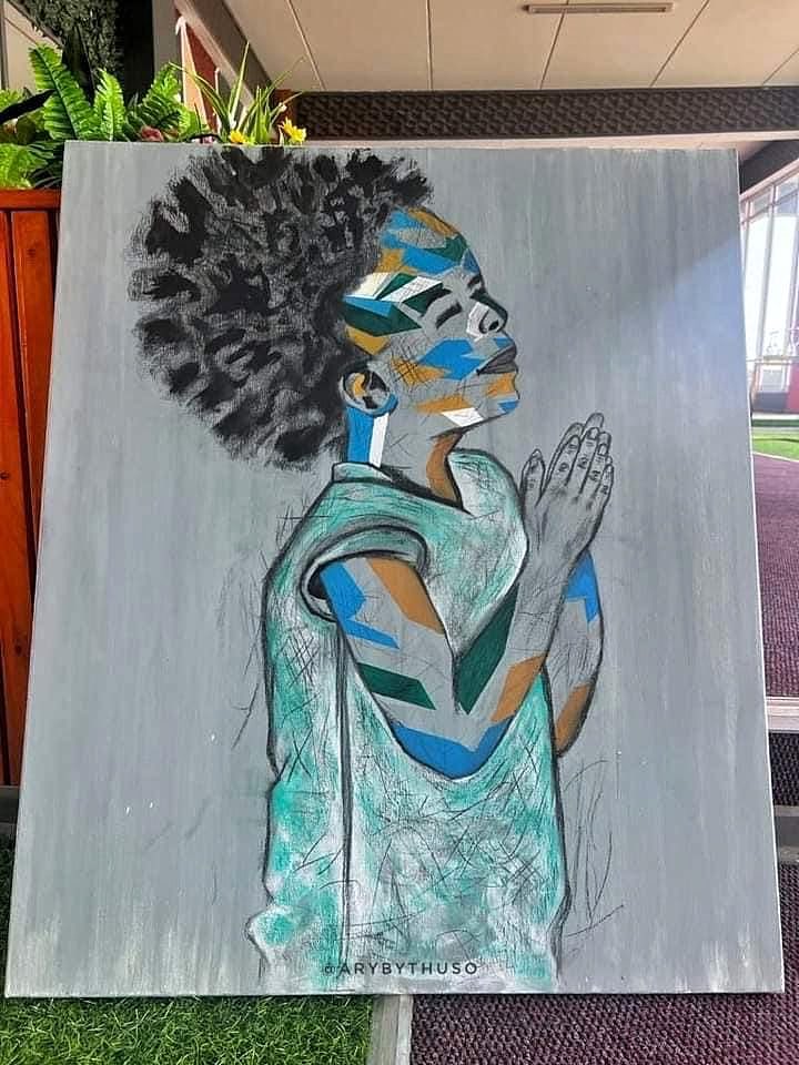 ThusoPharela's tweet photo. SILENT PRAYER 
A moment of quiet contemplation, where words aren't needed. 

 #Art, #Artist, #Artwork #ArtTwitter

 #SONA2026 #ContemporaryArt https://t.co/Na90yGEhJd