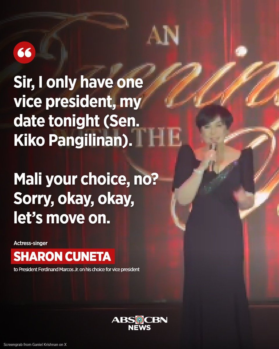 Biniro ni megastar Sharon Cuneta si Pangulong Ferdinand Marcos Jr. tungkol sa pagpili ng bise presidente noong #Halalan2022.

BASAHIN: abs-cbn.com/entertainment/…